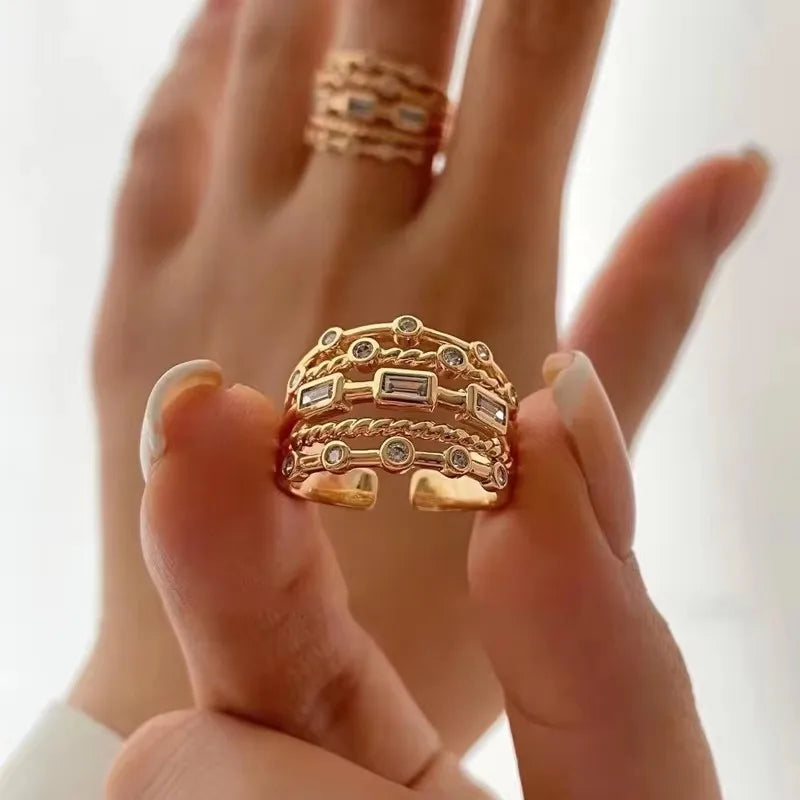 Anel ou Aliança de aço Inoxidável 18 K Banhado A Ouro