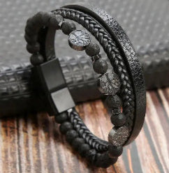Pulseira De Couro clássica Multicamadas