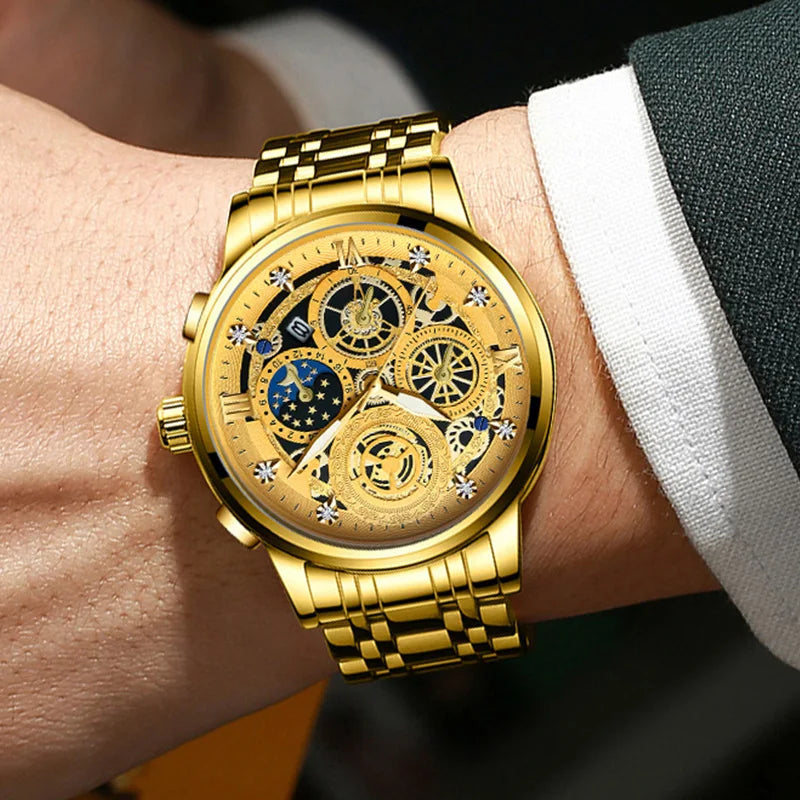 Relógios Masculino Elysium  Pulseira de Aço Inoxidável Mostrador de Luxo Luminoso