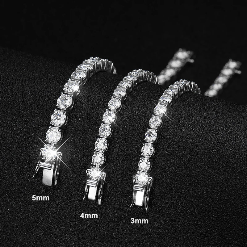 Pulseira de Moissanite 925 Prata Esterlina Banhada 18k Ouro Branco