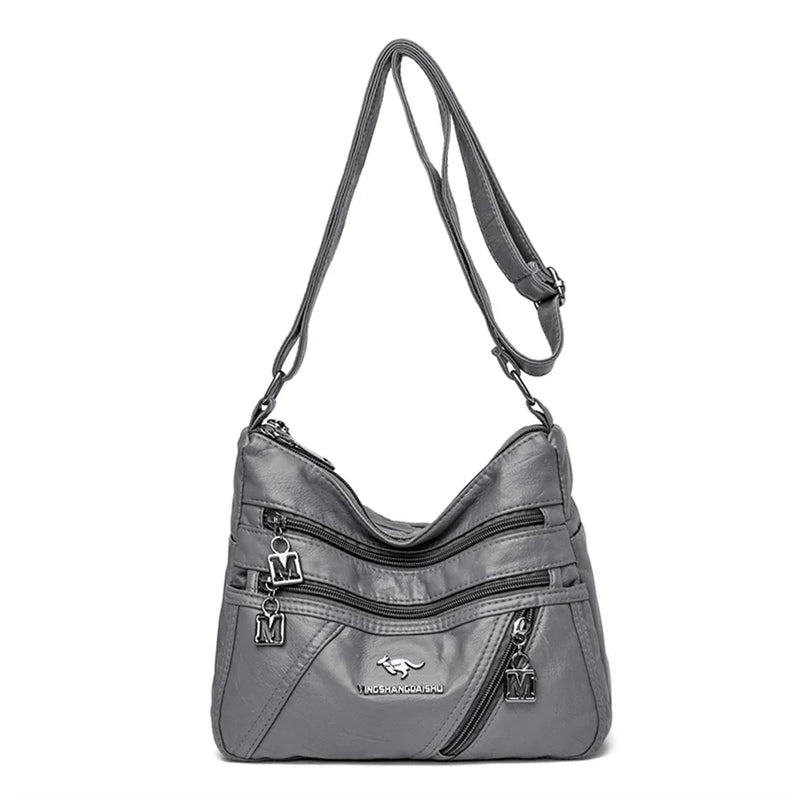 Bolsas de luxo de couro macio de alta qualidade com vários bolsos para mulheres