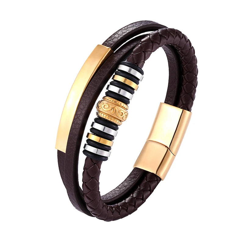 Pulseira De Luxo Moda Masculina Couro