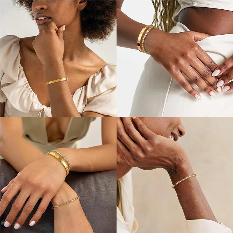 Pulseira Aysha banhado a ouro 14k Pedrarias Brilhantes