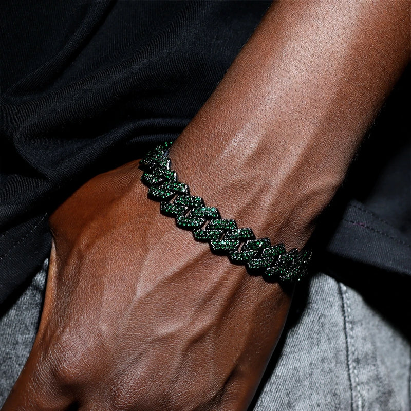 Pulseiras De Corrente Cubana Robusta De Strass Brilhante