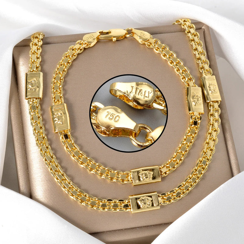 Luxo Dubai 18k Conjuntos de joias banhadas a ouro,  2 peças Conjuntos Colar Pulseira