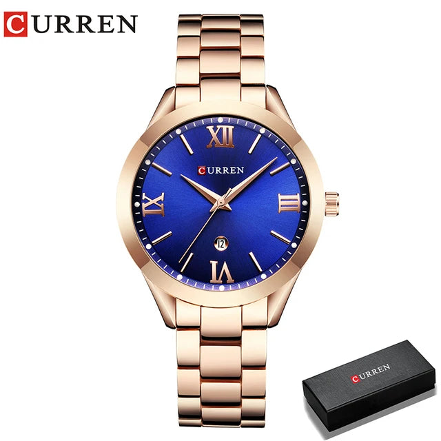Relógio Feminino CURREN com detalhes elegante e à Prova D'Água