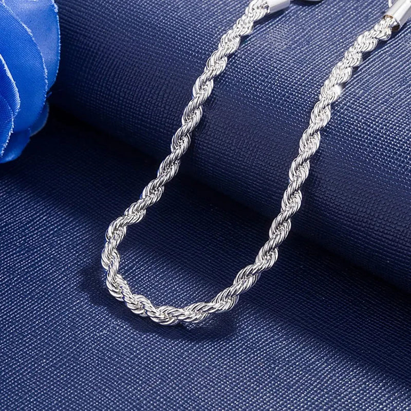 Pulseira de Prata deox 925  Esterlina Unissex 4mm  para Homens Mulheres