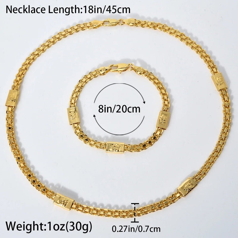 Luxo Dubai 18k Conjuntos de joias banhadas a ouro,  2 peças Conjuntos Colar Pulseira