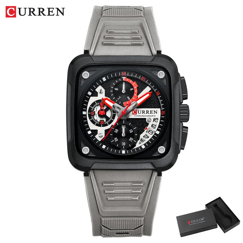 CURREN Marca Relógios Masculinos Luxo Quadrado Quartzo Relógio de Pulso Sienna Prime