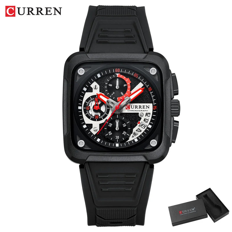 CURREN Marca Relógios Masculinos Luxo Quadrado Quartzo Relógio de Pulso Sienna Prime