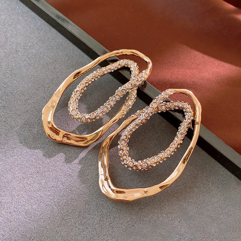 Brincos Gold cristal de metal para mulheres