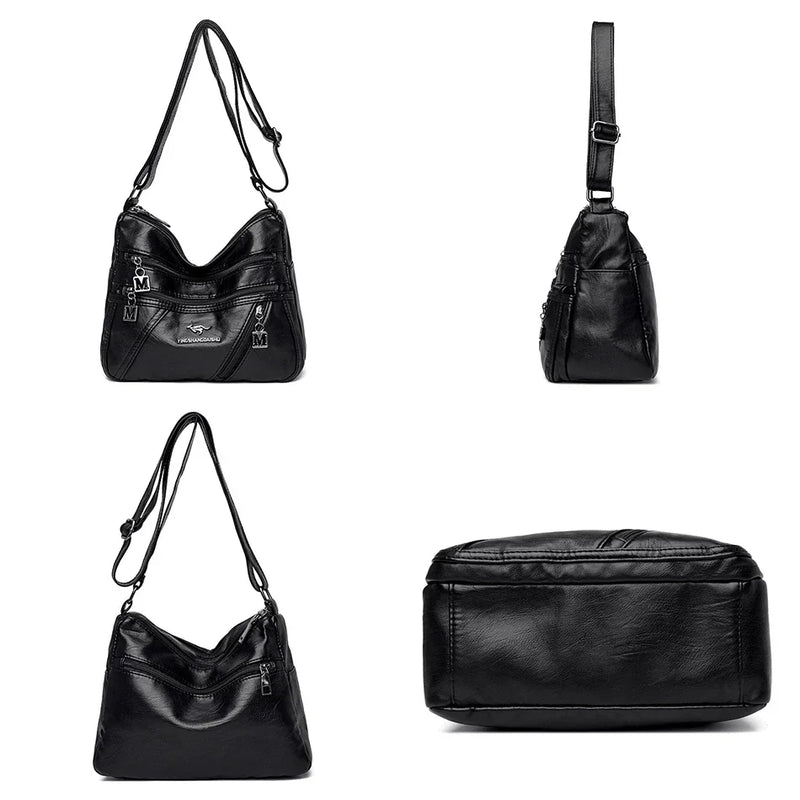 Bolsas de luxo de couro macio de alta qualidade com vários bolsos para mulheres
