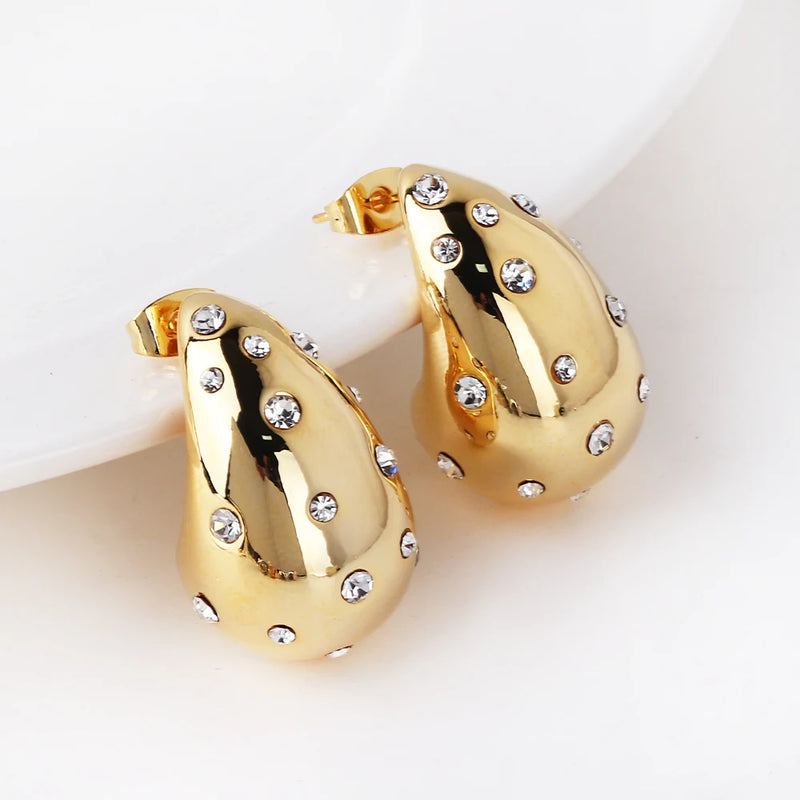 Brincos Luzzy em forma de lágrima à prova d'água 18K banhado elegantes