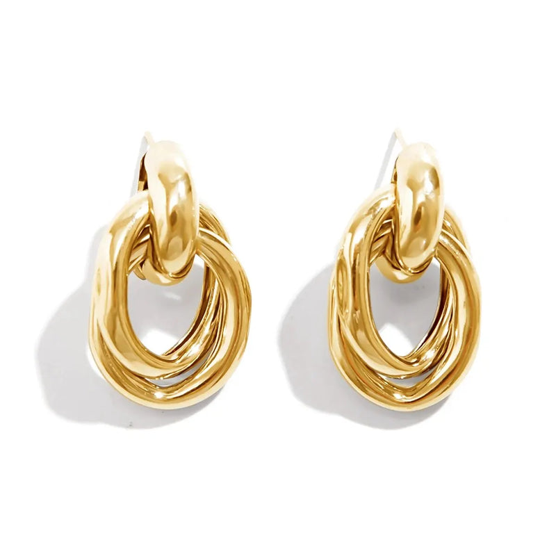 Brinco Circular Glamour Geométrico Irregular Para Mulheres