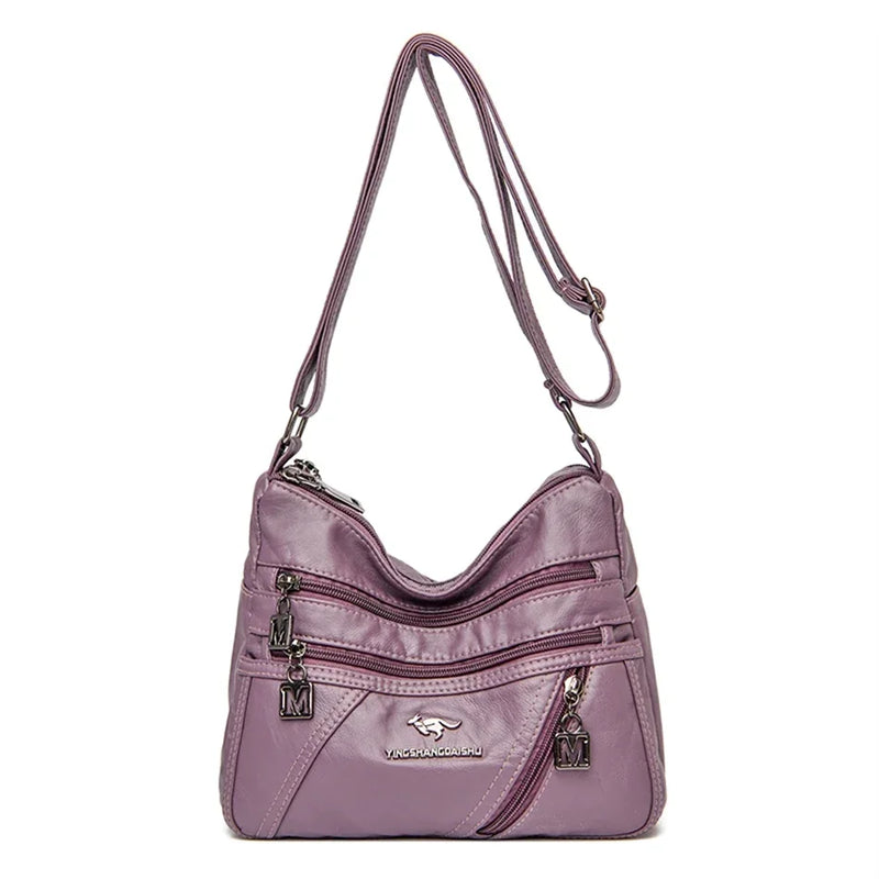 Bolsas de luxo de couro macio de alta qualidade com vários bolsos para mulheres