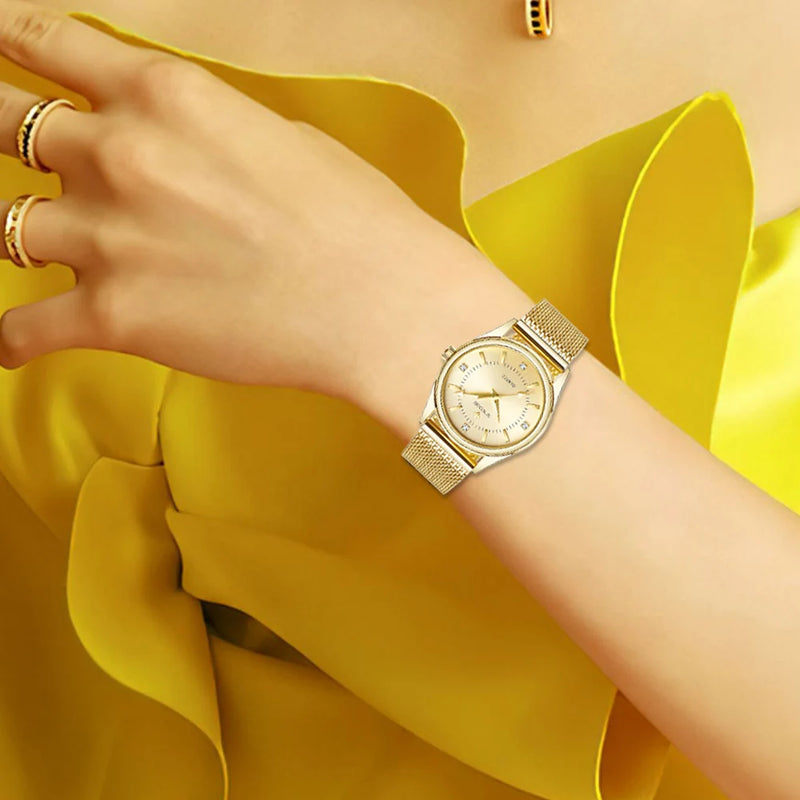 WWOOR Relógio de Luxo Em Ouro Para  Mulheres Elegantes Aurora Belle