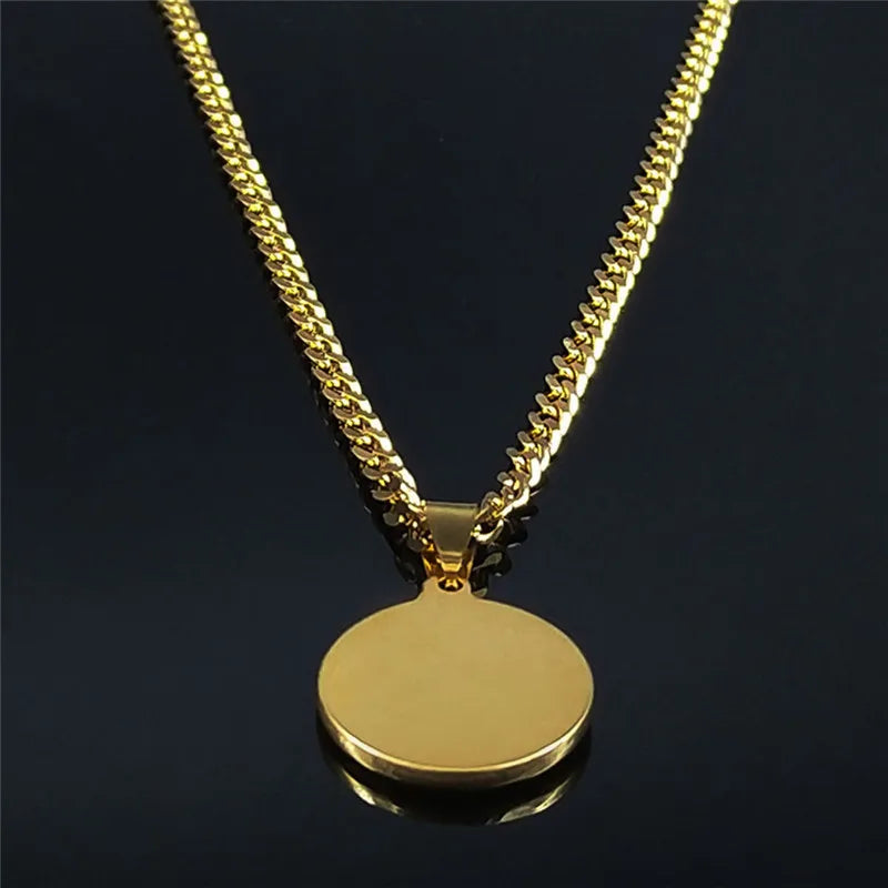 Corrente De Aço Com Pingente  Arcanjo São Miguel Com Detalhes Em Dourado