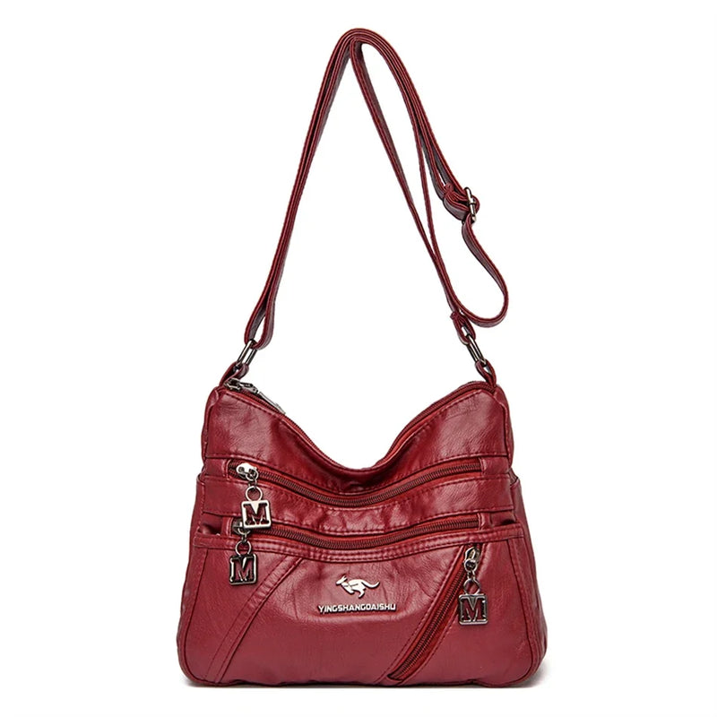 Bolsas de luxo de couro macio de alta qualidade com vários bolsos para mulheres