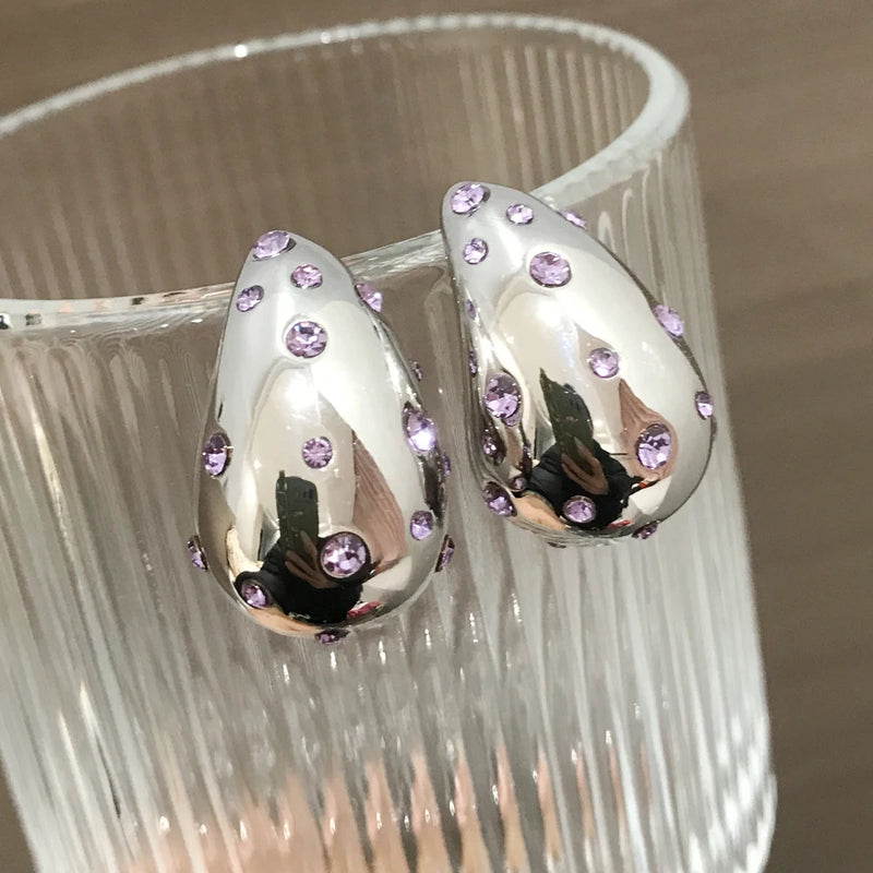 Brincos Luzzy em forma de lágrima à prova d'água 18K banhado elegantes