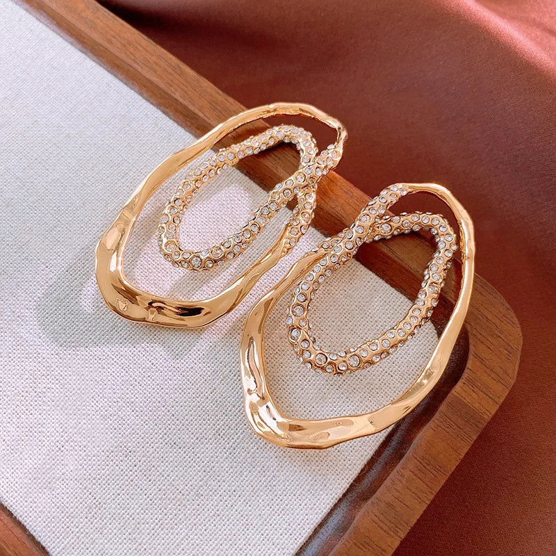 Brincos Gold cristal de metal para mulheres