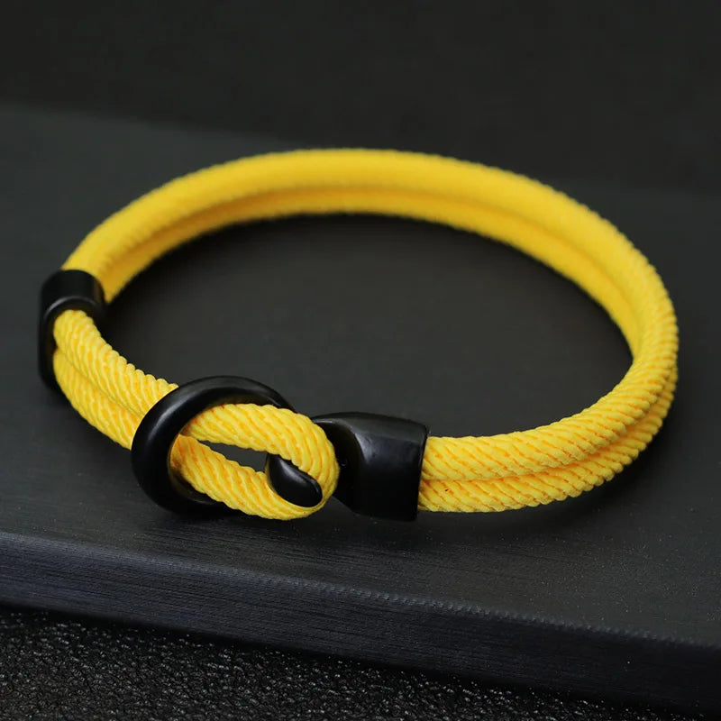 Pulseira de Corda Nobre masculina, camada dupla Com Detalhes Em Couro