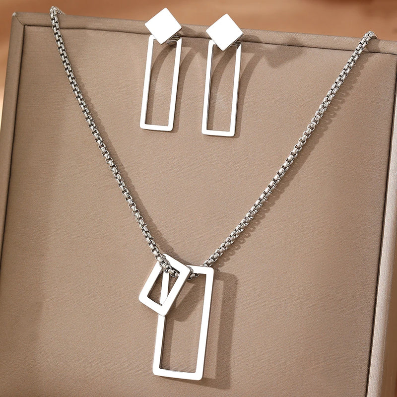Conjunto De Joias Luz e Elegância,Geometrias Minimalistas