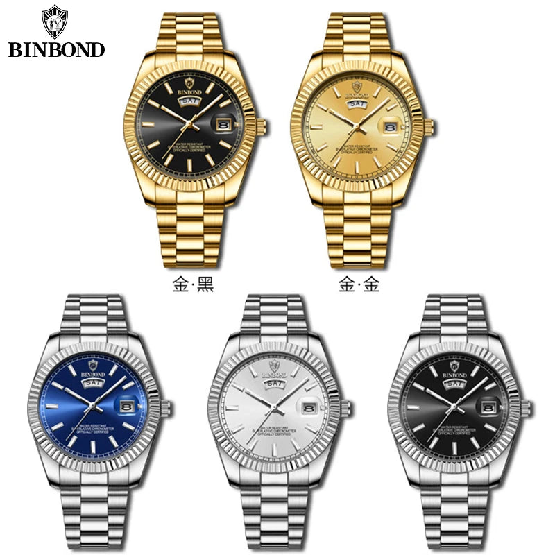 Relógio de quartzo esportivo masculino BINBOND à prova d'água luminoso Apex Pro