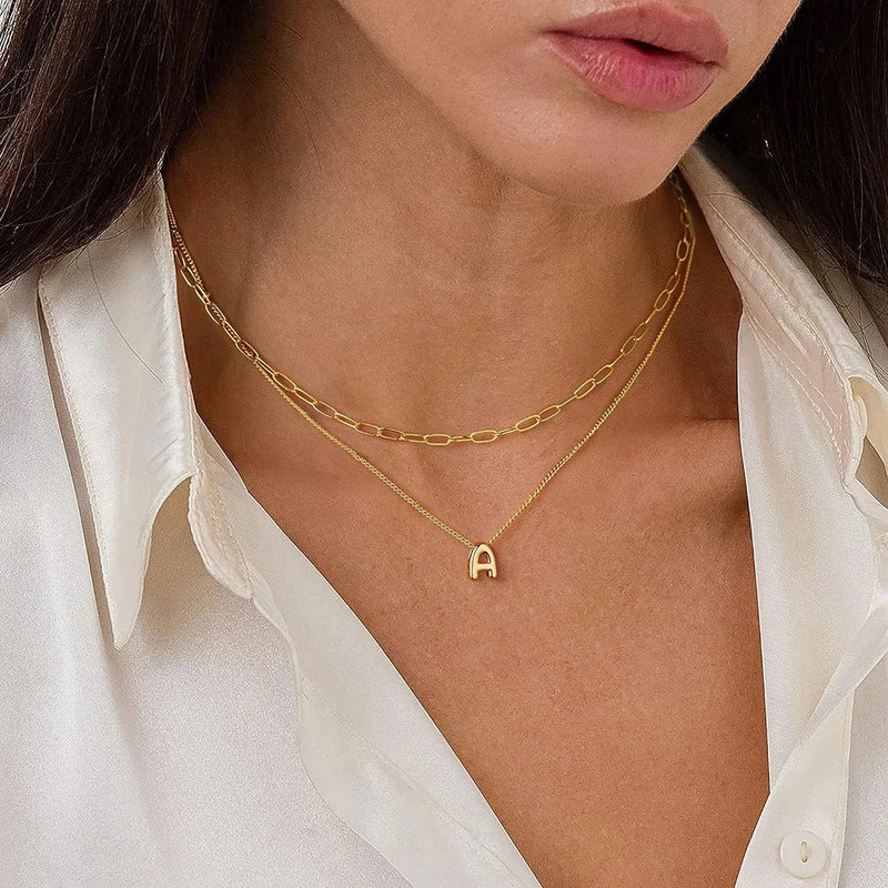 Colar Com Letras Iniciais AZ Banhado A Ouro Alfabeto Real