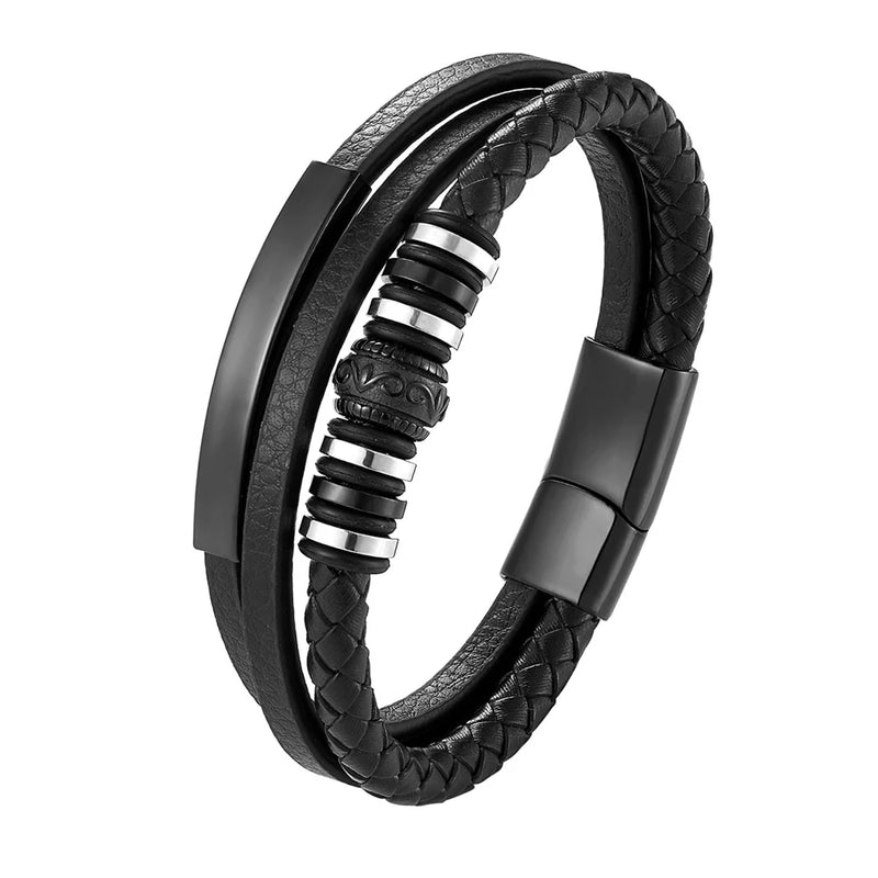 Pulseira De Luxo Moda Masculina Couro