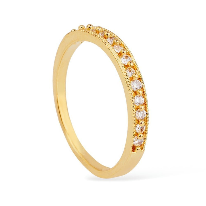 Anel Dourado  de Aliança Cravejado de Zircônia