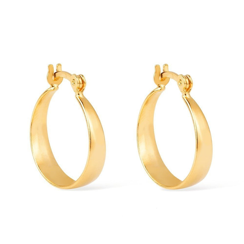 Brinco Dourado de Argola Média Lisa Chapada Davyma