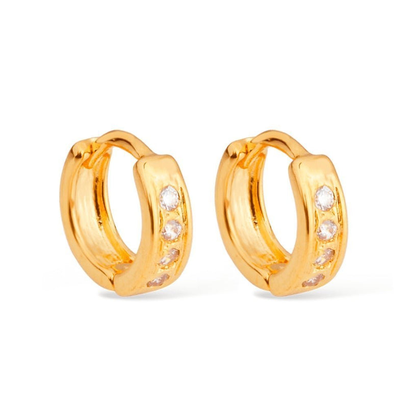 Brinco Dourado de Argolinha com Pedras de Zircônia Davyma