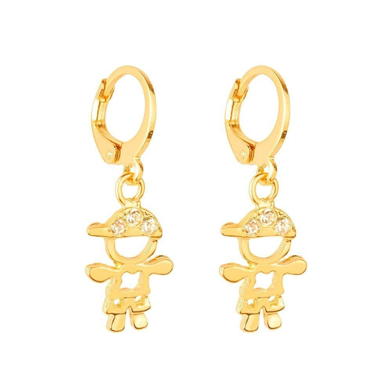 Brinco Dourado de Argolinha Filho Menino Pedras Zircônia Davyma