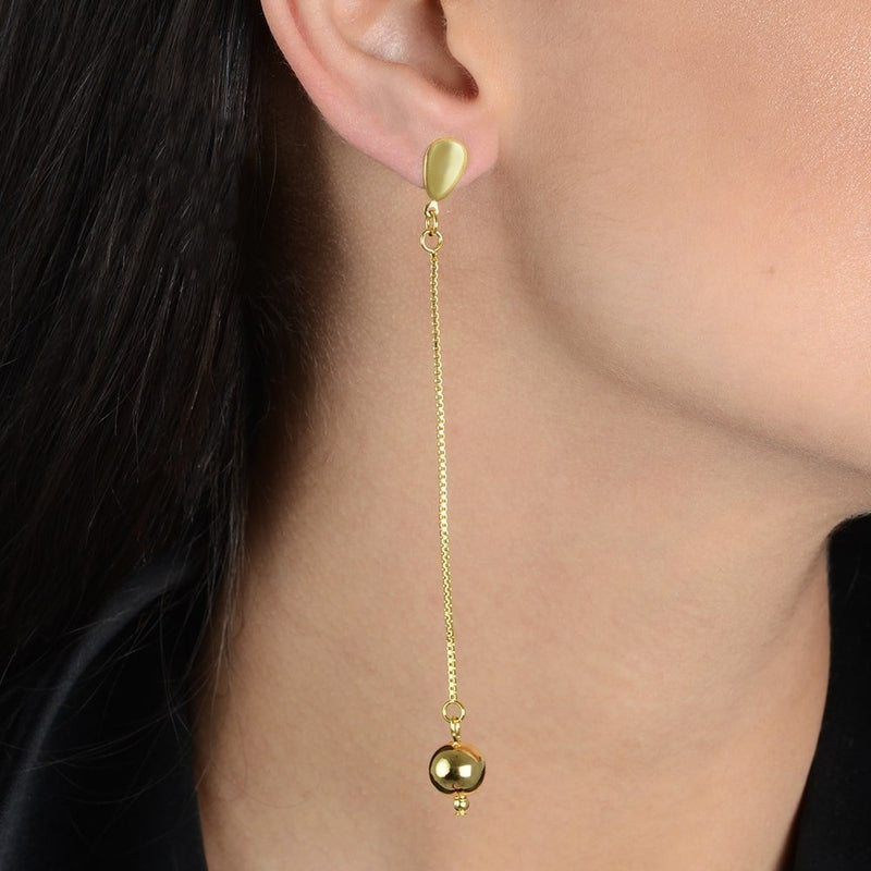 Brinco Dourado de Corrente com Bola Davyma