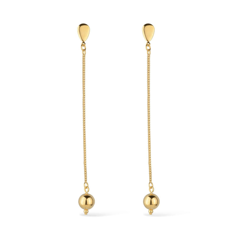 Brinco Dourado de Corrente com Bola Davyma