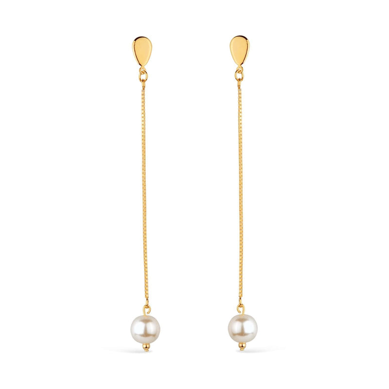 Brinco Dourado de Corrente com Pérola Davyma