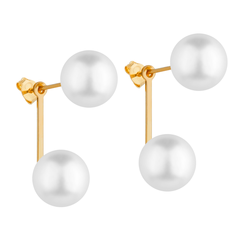 Brinco Dourado de Pérola Dupla Davyma