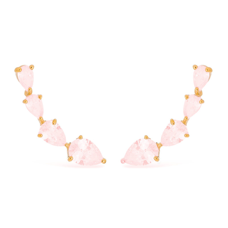 Brinco Dourado Ear Cuff Rosa Gota Davyma
