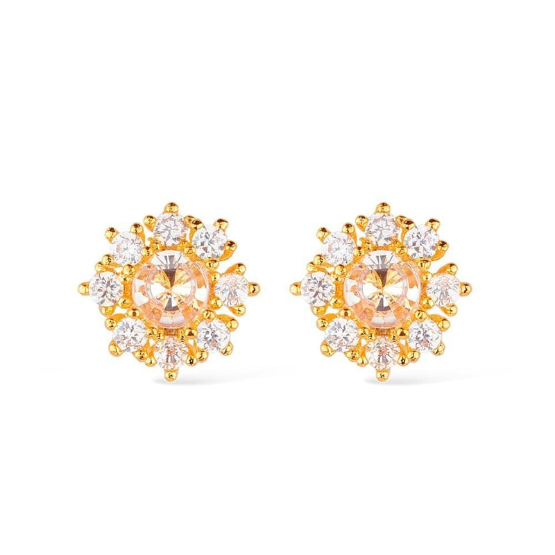 Brinco Dourado Glamour Pedras de Zircônia Davyma