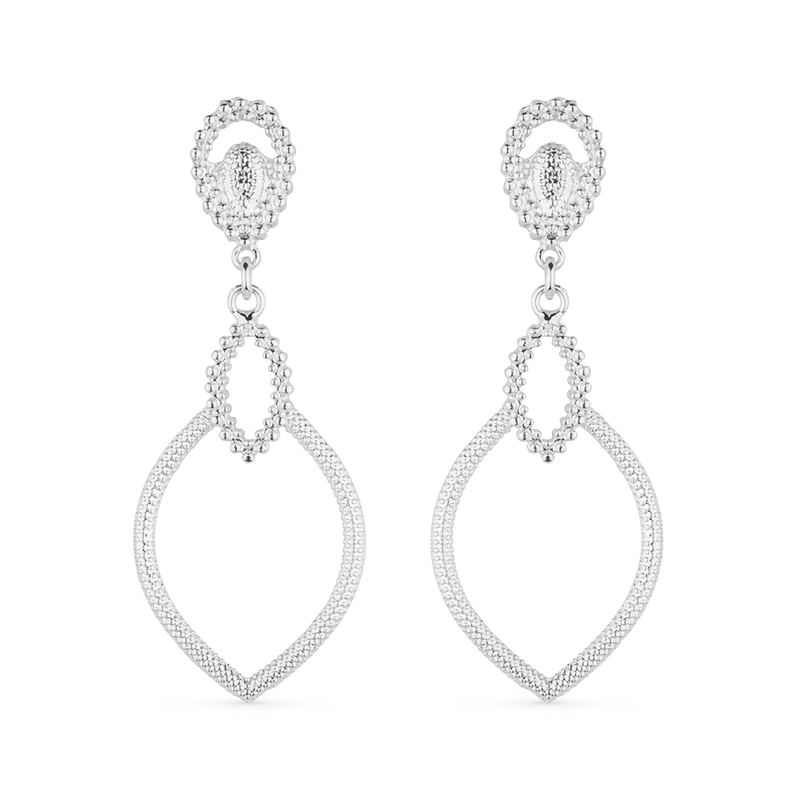 Brinco Prateado Luxo Gota de Gala Davyma