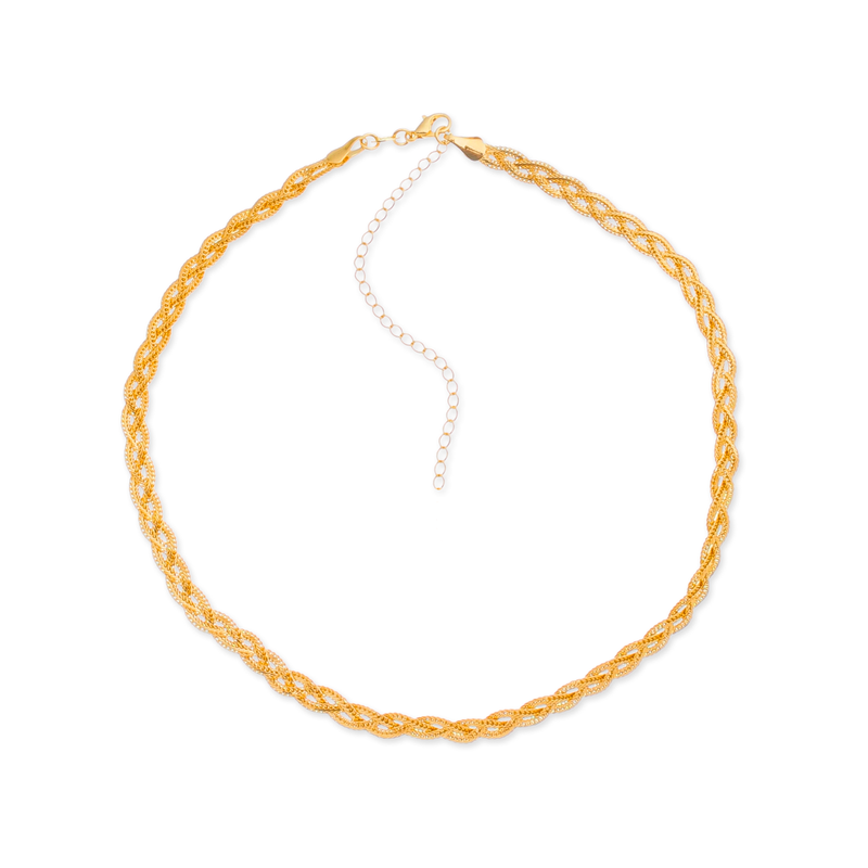 Colar Dourado Chocker Trançada Davyma