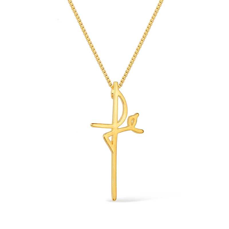 Colar Dourado de Cruz Fé Davyma