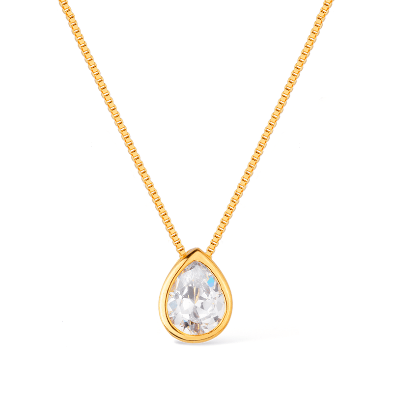 Colar Dourado de Gota em Zircônia Davyma