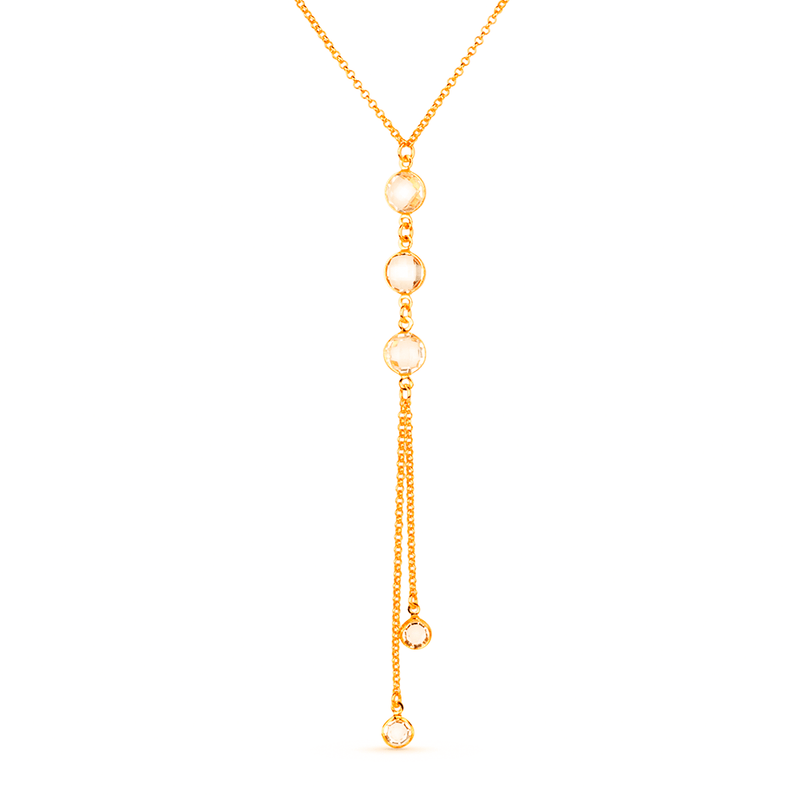 Colar Dourado Gravatinha com Pontos de Luz Davyma