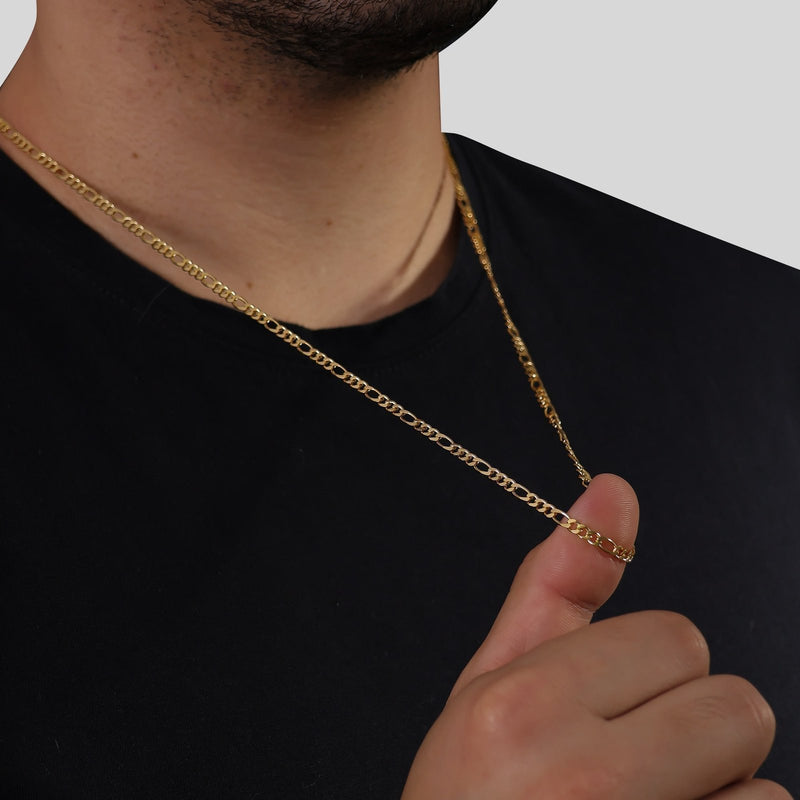Corrente Dourada Masculina Elo 3 por 1 - 3mm Davyma