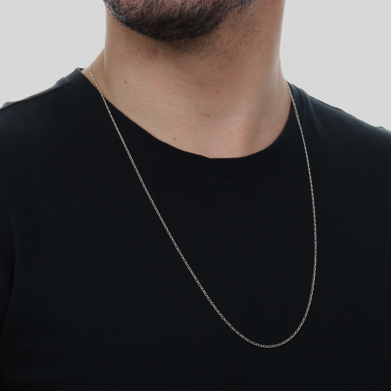 Corrente Prateada Masculina Elo 1 por 1 Davyma