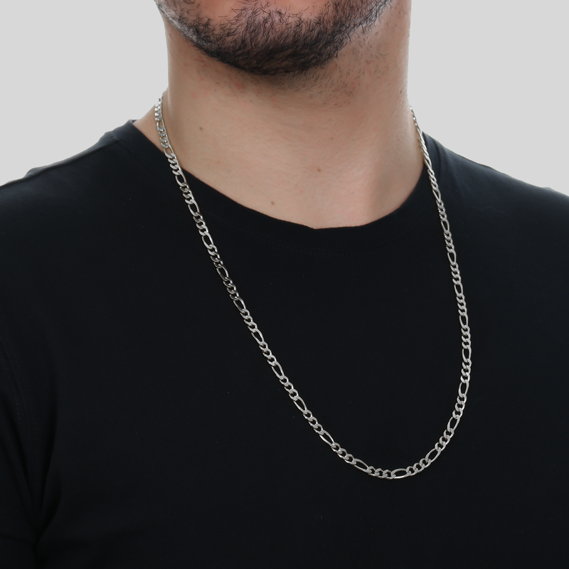 Corrente Prateada Masculina Elo 3 por 1 - 4mm Davyma