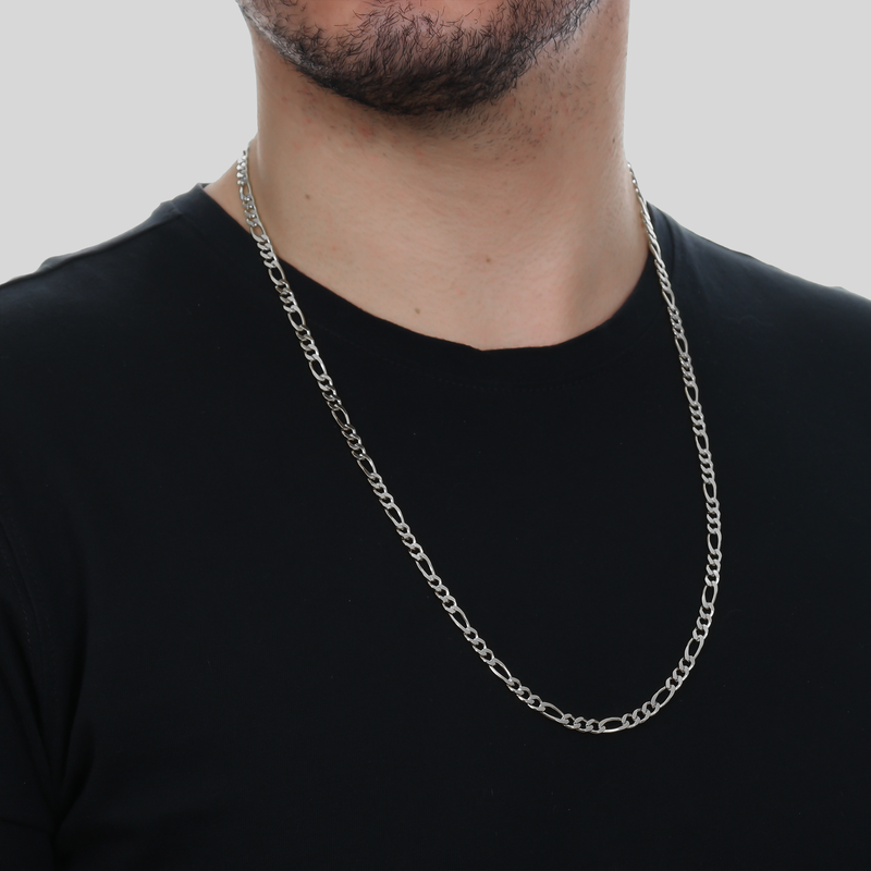Corrente Prateada Masculina Elo 3 por 1 Davyma