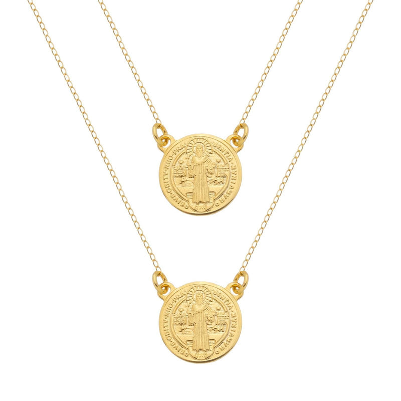 Escapulário Dourado Masculino Redondo São Jorge Davyma