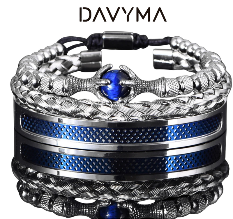 Pulseiras de luxo Dracônia de Aço Inoxidável Com Detalhes De Pedra De Dragão